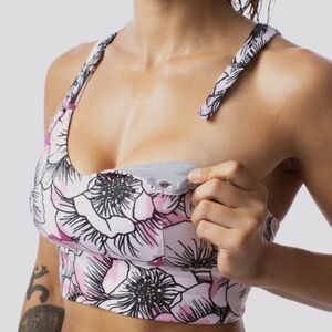 Born Primitive Milk and Muscles Nursing Sports Bra Pink Petals Size XS NWT